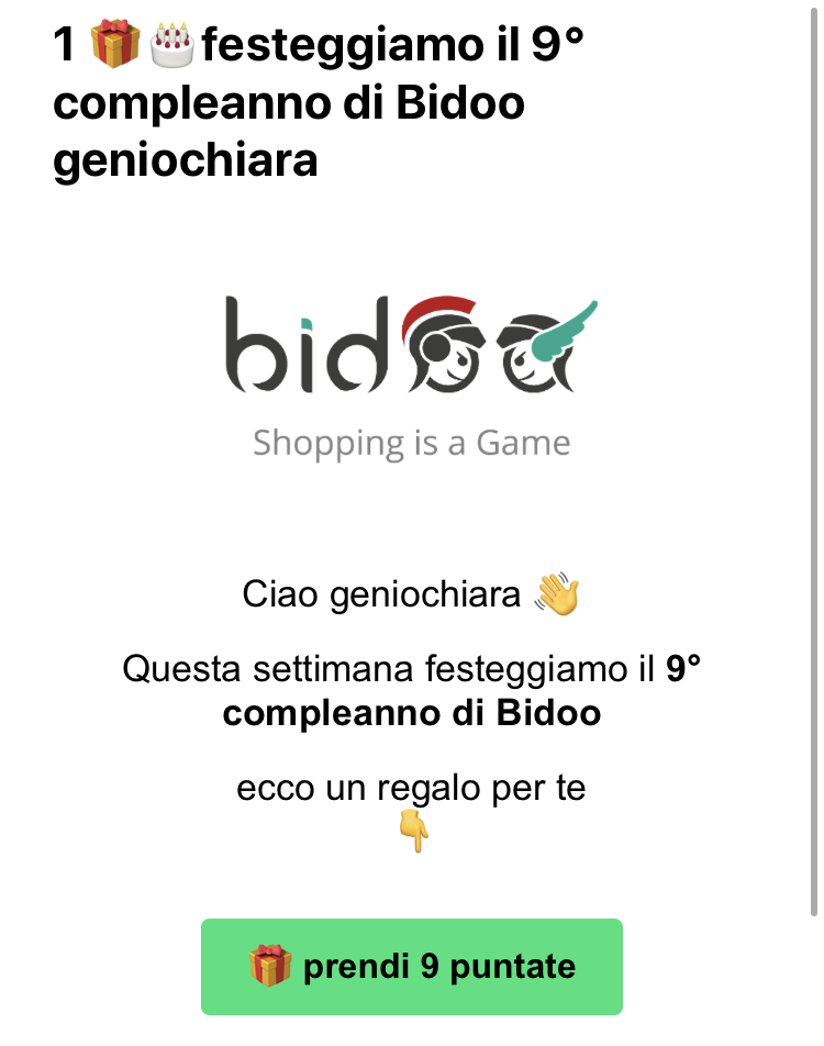 strategia 1000 puntate bidoo gratis email